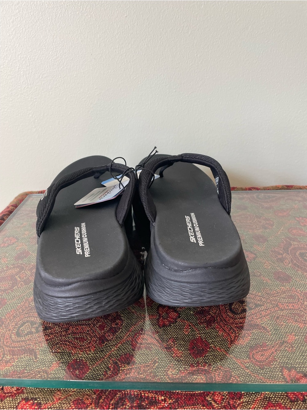 Skechers Black Platform Flip-Flop Sandals with Cushioned Footbed - Picture 3 of 6
